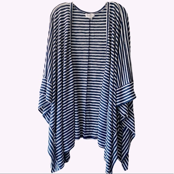 Liz Claiborne  Open Front BLUE/white  Cardigan Sweater/Poncho Size 2X/3X - Picture 1 of 8
